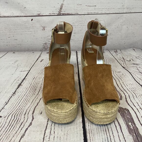 Marc Fisher Adalyn Sandal Womens 9.5 Tan‎ Suede Leather Espadrille Wedge ITM751 - Picture 2 of 12